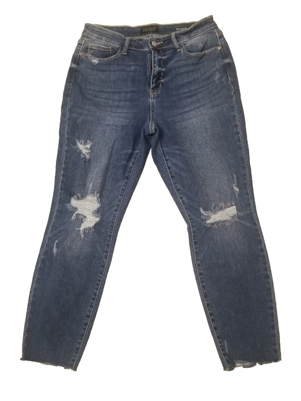 Judy Blue Jeans Womens 9/29 Distressed Raw Cuffs Stretch Relaxed Fit